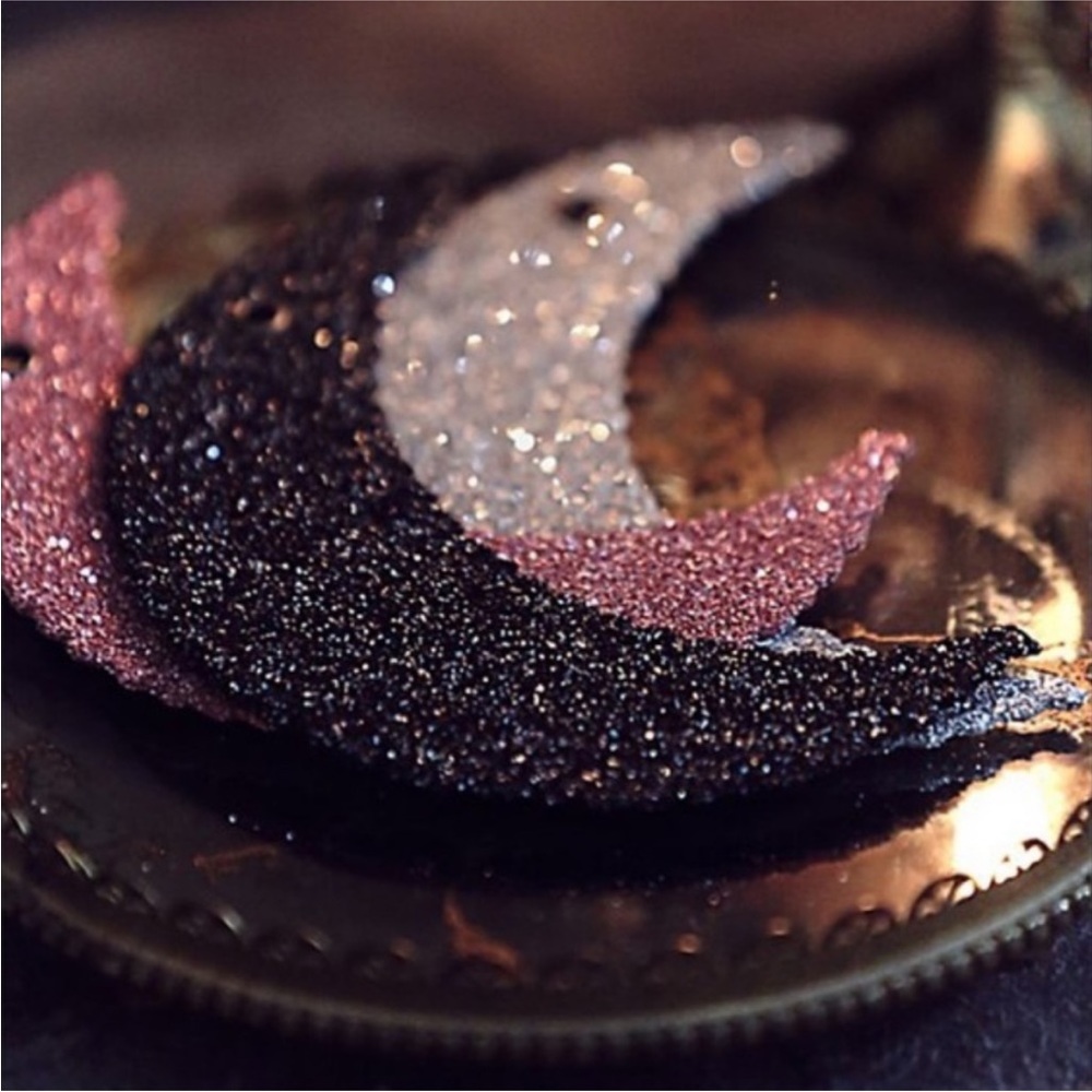 Free People Wendy Addison silver glitter moon ornament
